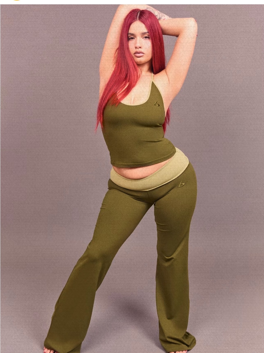 Olive Green Women's Flared Yoga Pants